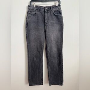 Free People Size 30 Straight Leg Mid-rise Black Faded Denim